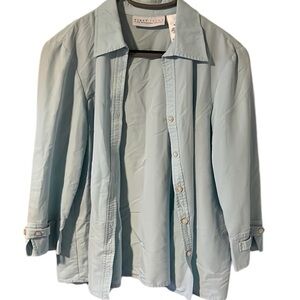 Liz Claiborne Button Down Collar Shirt Blue Vintage  Ladies Medium